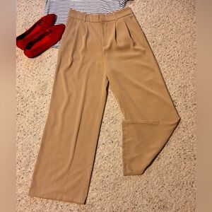 Smart, business casual NWT Sarin Matthews tan wide leg pleated women’s pants M